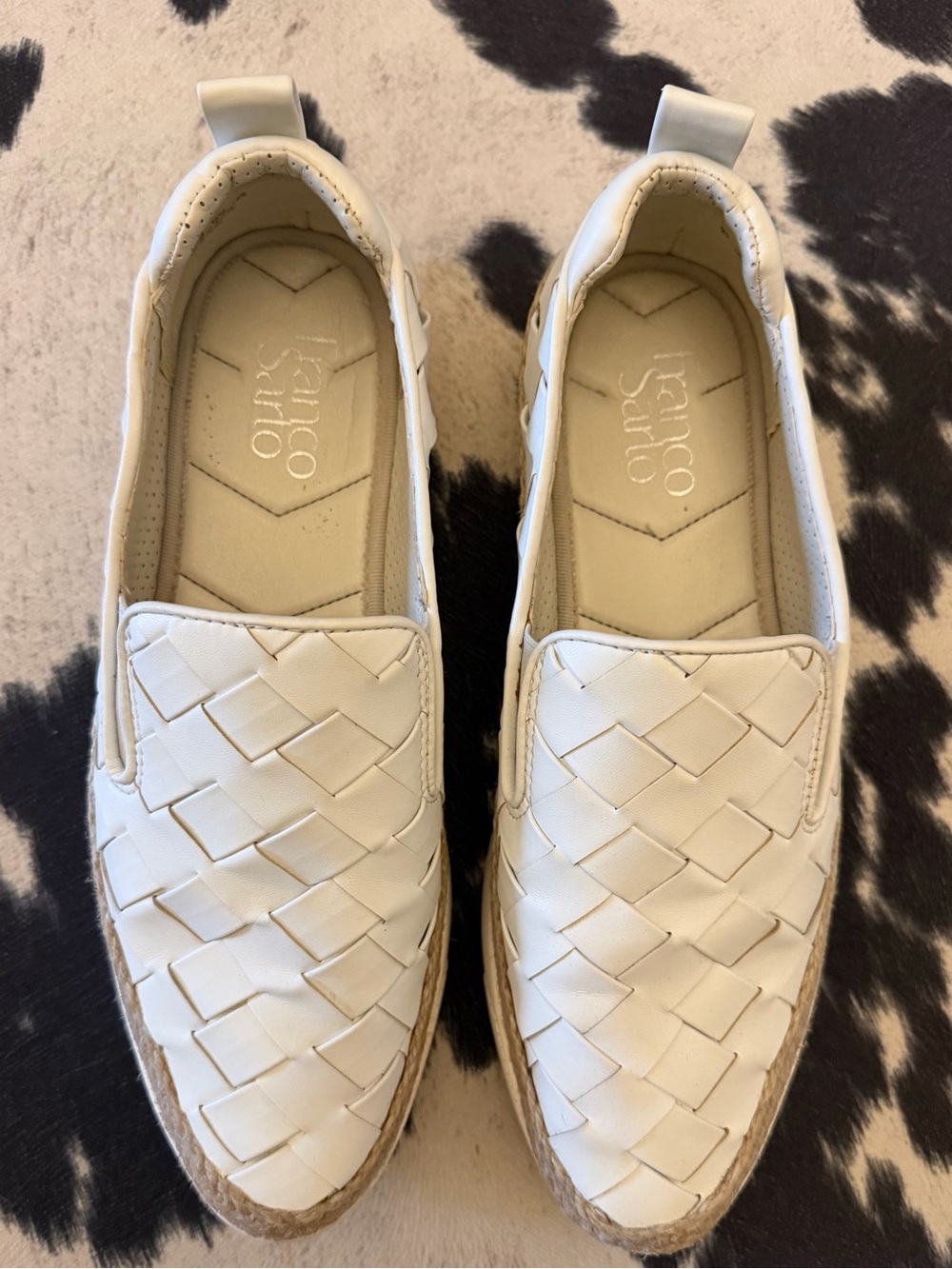 Franco Sarto Cream Woven Slip-On Loafers